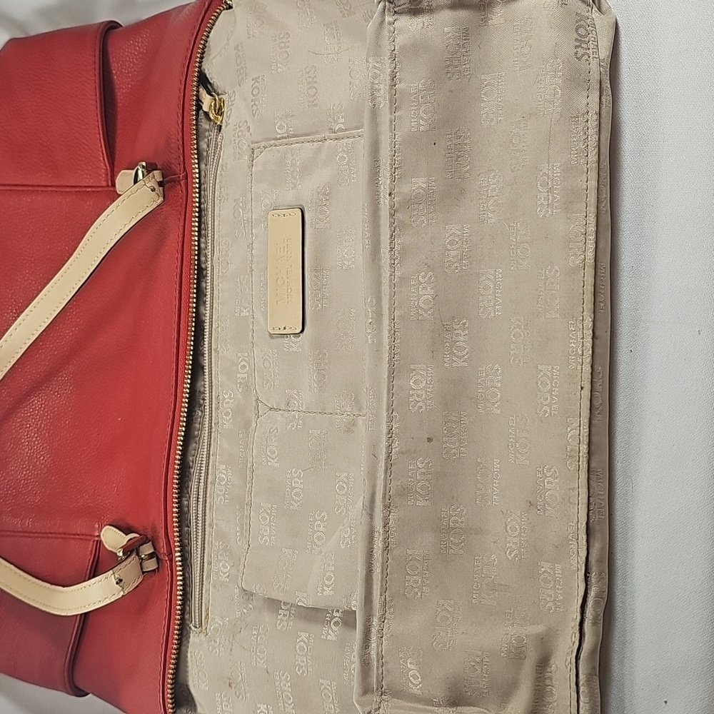 Michael Kors Red Pebbled Leather Tote - Picture 10 of 16